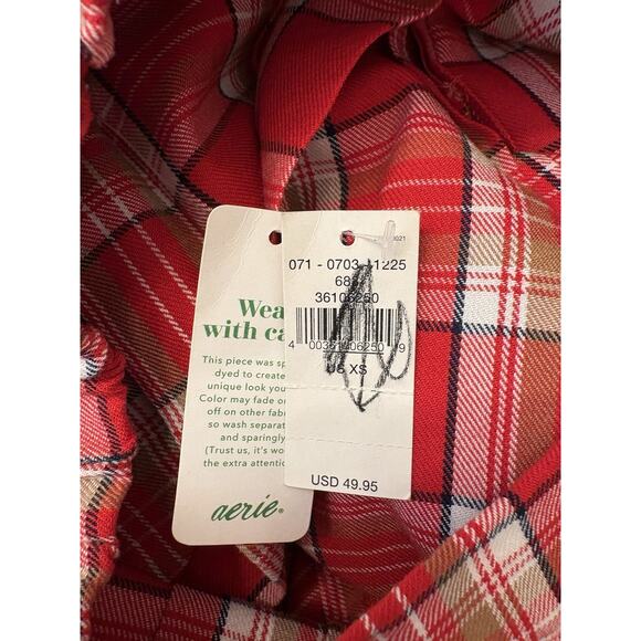 Aerie Class Act Red Plaid Pleated Mini Skirt Size XS Academia School Girl - Picture 5 of 5